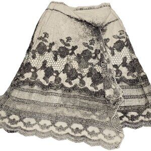 Soft Surroundings Stone Wash Laced Asymmetric Women Skirt Size M Side Zip